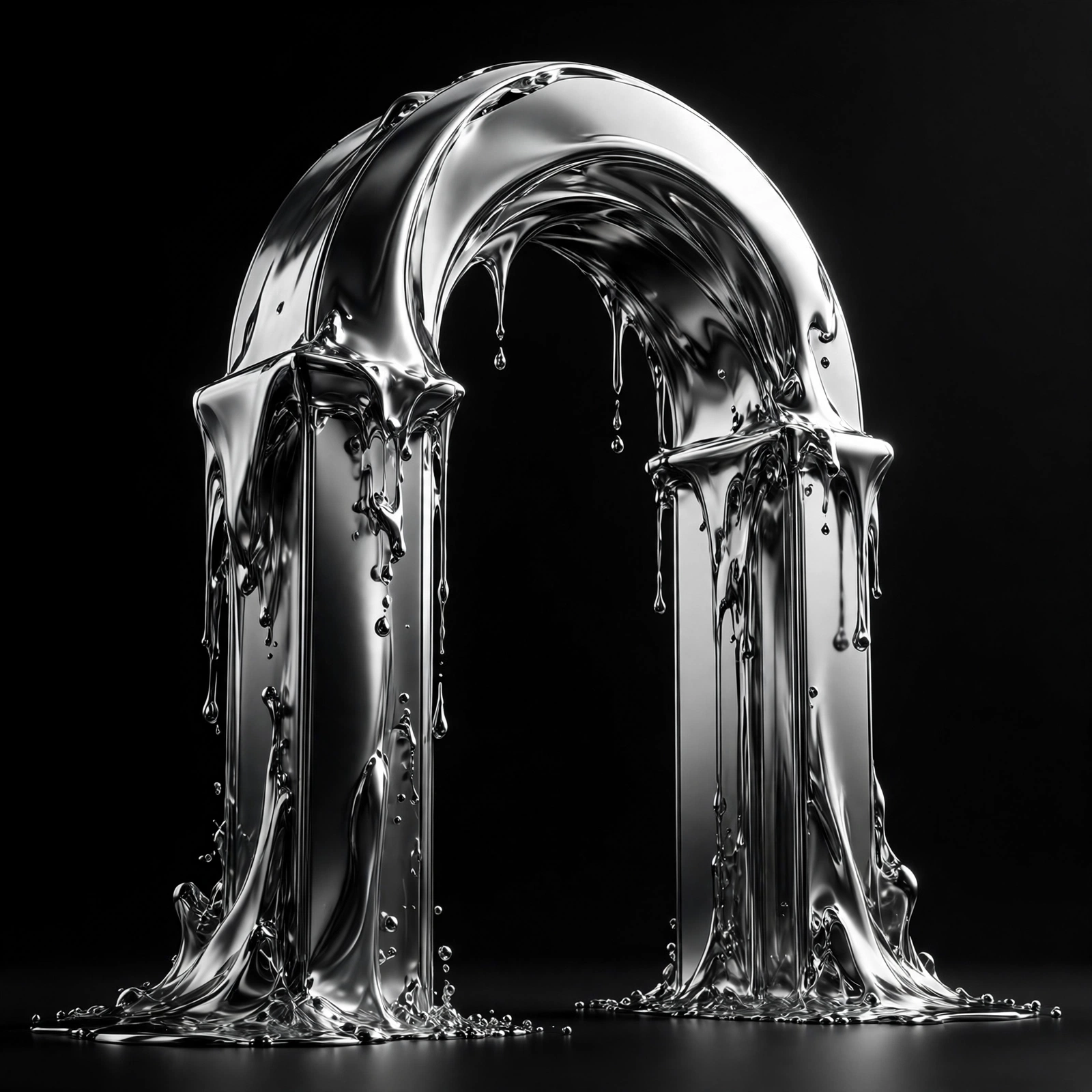 Black and white 3D render of abstract architectural forms