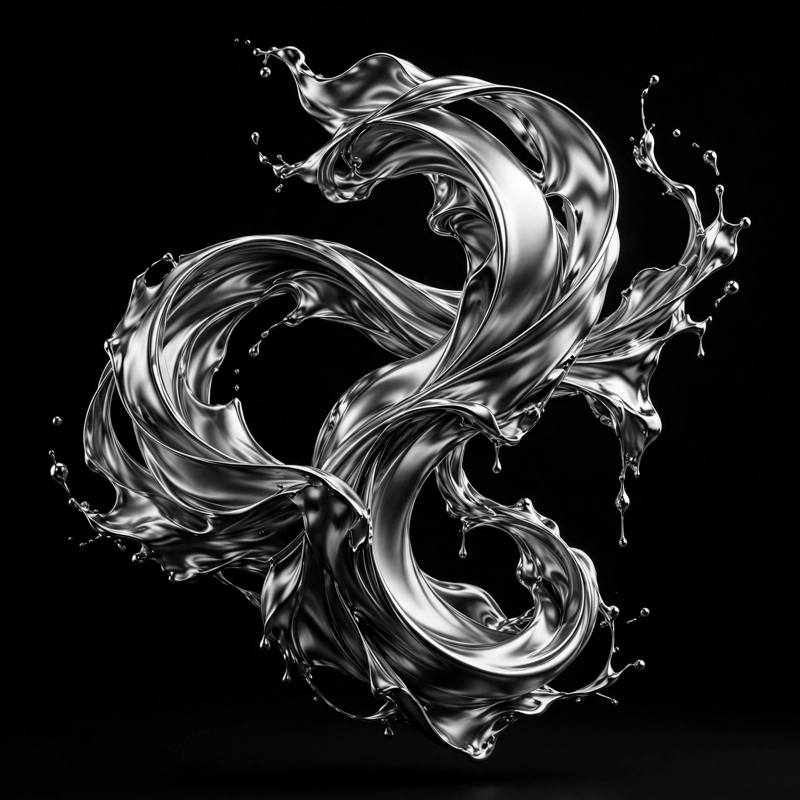Liquid chrome 3D render