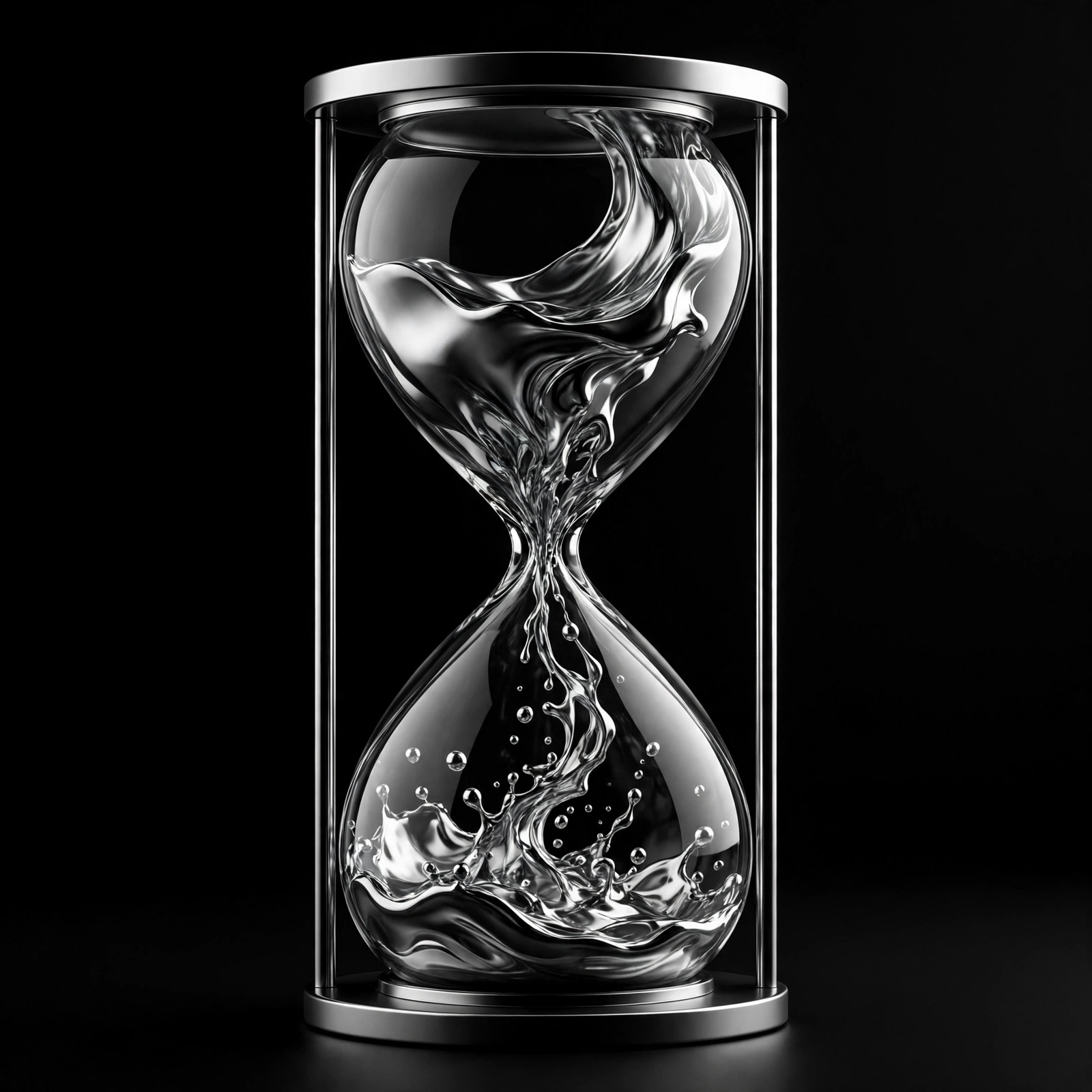 Chrome hourglass 3D render